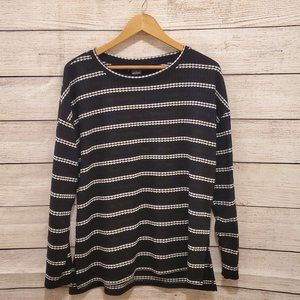 Sanctuary Black and White Striped Waffle Knit Top, Size L
